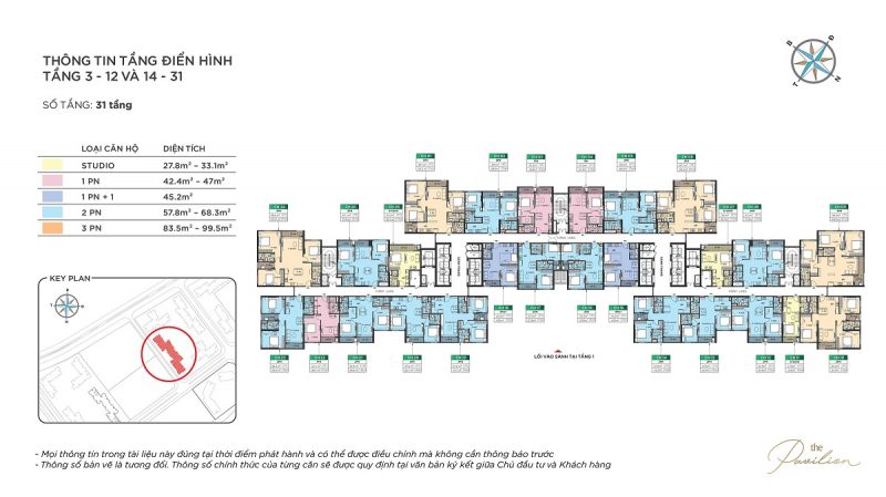 TOÀ P1 PHÂN KHU THE PAVILION VINHOMES OCEAN PARK 10 Layout toà P1 The Pavilion Vinhomes Ocean Park