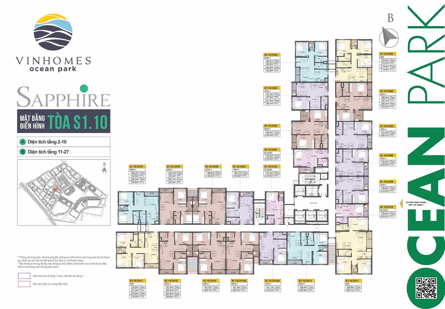 Mặt bằng toà S1.10 Vinhomes Ocean Park Mặt bằng toà S1.10 Vinhomes Ocean Park