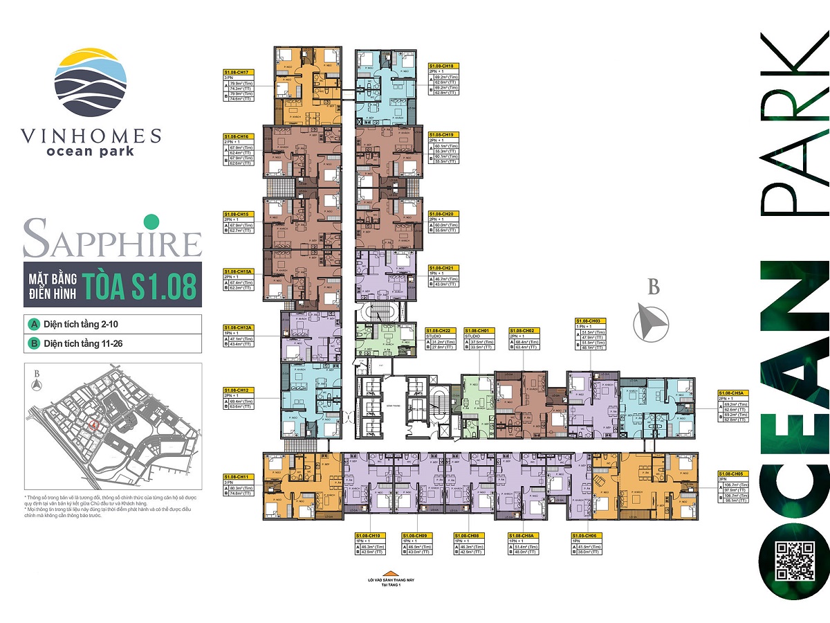 Thông tin tòa S1.08 Vinhomes Ocean Park 11 Mặt bằng toà S1.08 Vinhomes Ocean Park