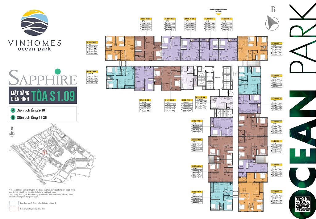 Thông tin tòa S1.09 Vinhomes Ocean Park 8 Mặt bằng toà S1.09 Vinhomes Ocean Park