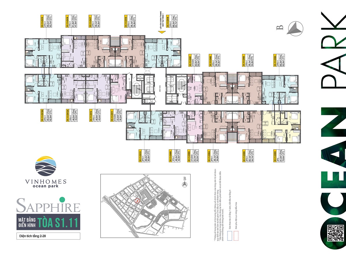 Thông tin tòa S1.11 phân khu The Sapphire 1 Vinhomes Ocean Park 8 Mặt bằng toà S1.11 Vinhomes Ocean Park