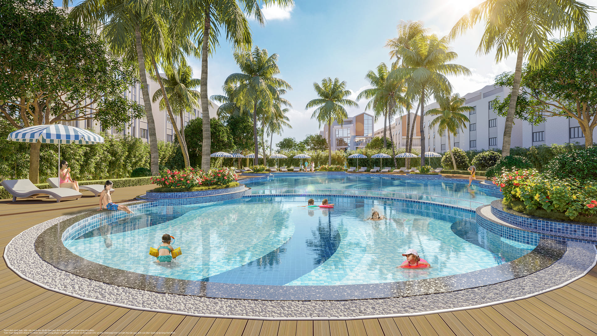 Bể bơi phân khu phố biển vinhomes ocean park 3 the crown